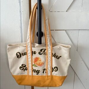 No Boundaries Cream and Orange Canvas Tote